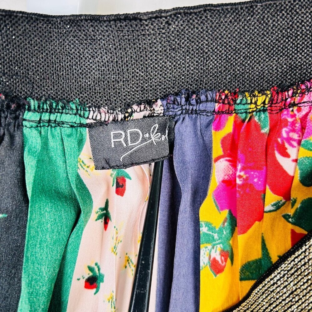 Multicolor Patchwork Pleated Midi Skirt Boho Flor… - image 5